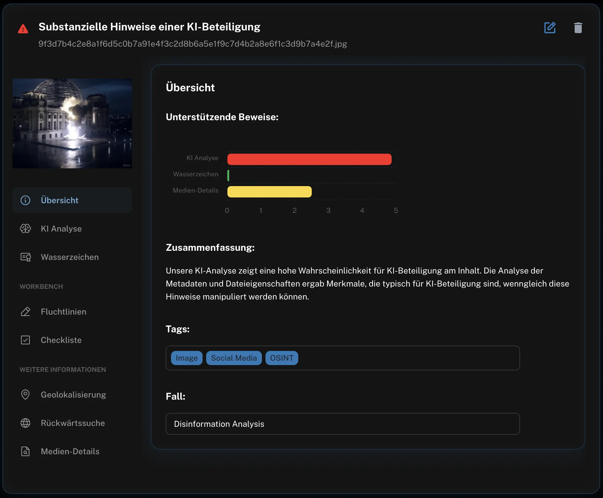 Detesia Deepfake-Erkennungsplattform